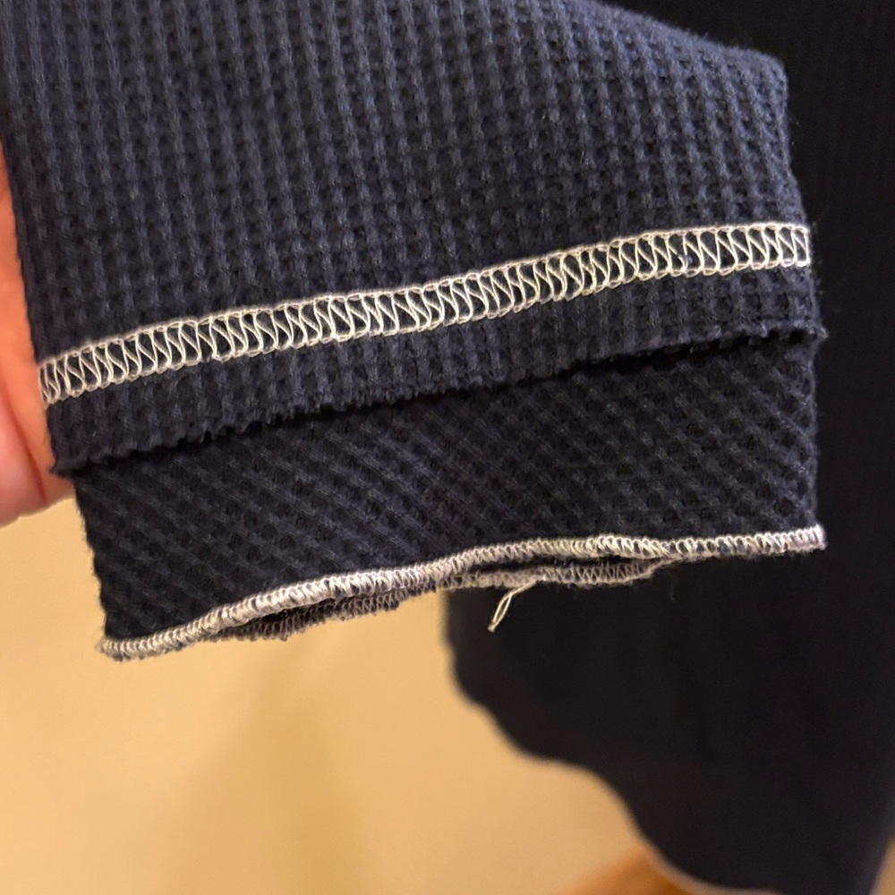 Navy Blue Waffle Long Sleeve Top - Picture 3 of 9